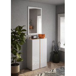 Meuble à chaussures moderne 70 cm blanc laqué/chêne clair Frida