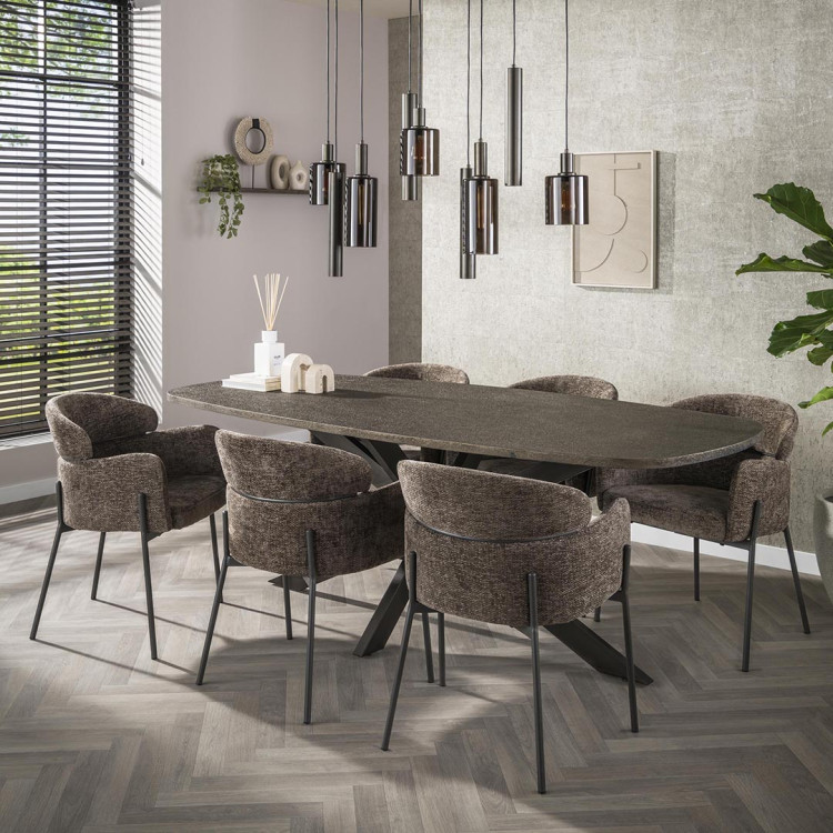 Table de salle à manger ovale moderne 215 cm coloris bronze Vik