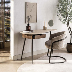 Coiffeuse industriel bois et céramique aspect travertin Travis