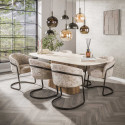 Table de salle &agrave; manger ovale 215 cm MDF et c&eacute;ramique Romanesco