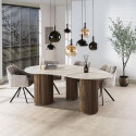 Table de salle &agrave; manger moderne 215 cm MDF et c&eacute;ramique Romanesco