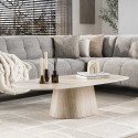 Table basse moderne 135 cm en c&eacute;ramique aspect travertin Celenia