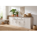 Buffet/bahut contemporain 259 cm ch&ecirc;ne beige/m&eacute;l&egrave;ze Samos