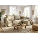 Canap&eacute; d'angle convertible r&eacute;versible coffre en tissu absorbant Louka