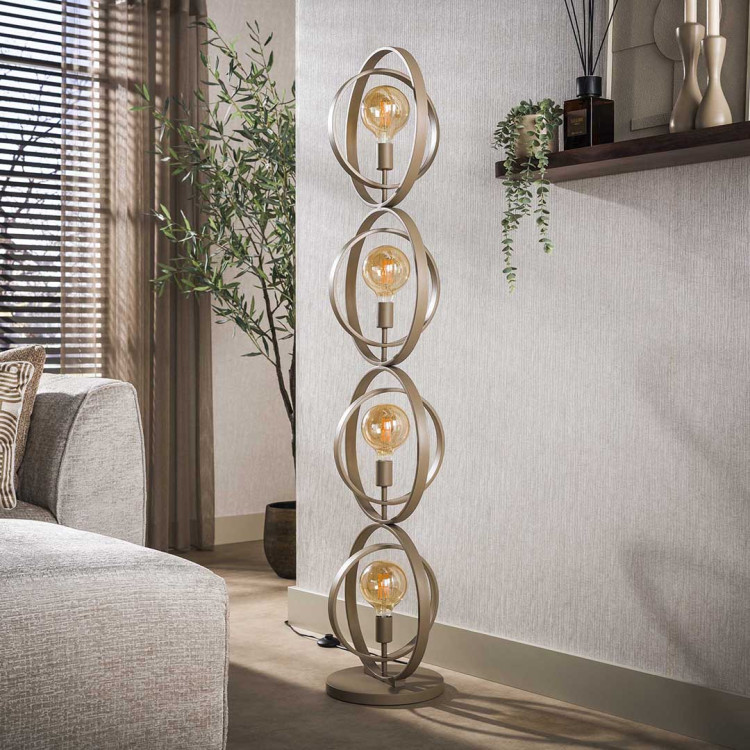 Lampadaire industriel en métal beige H 163 cm Terrie