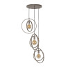 Suspension industrielle ronde en métal beige 3 lampes Sam