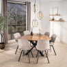 Suspension industrielle ronde en métal beige 3 lampes Sam