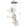 Suspension industrielle ronde en métal beige 3 lampes Sam
