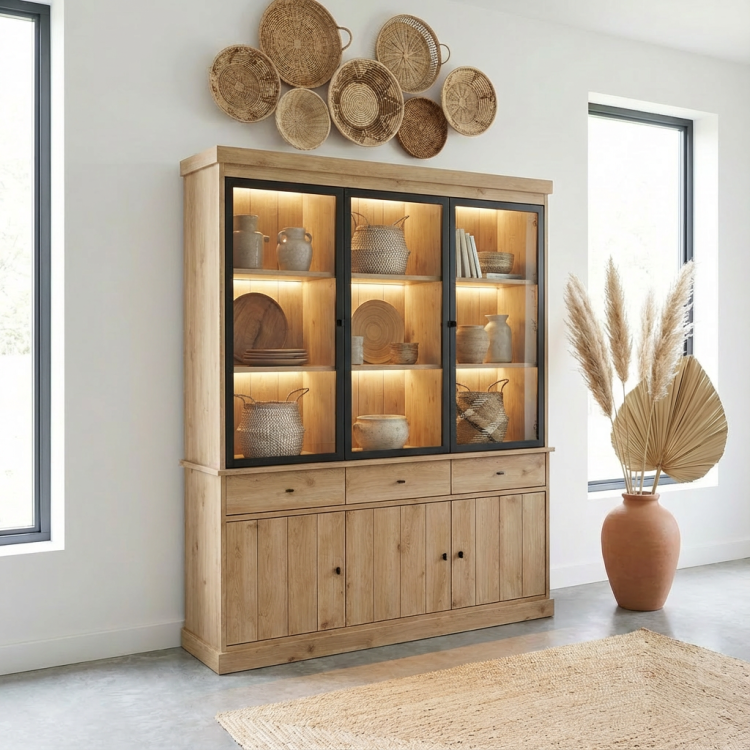 Vitrine contemporaine chêne clair Valeria