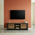 Meuble TV industriel 160 cm chene fonc&eacute; Samira