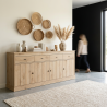 Buffet/bahut contemporain 225 cm chêne clair Valeria