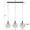 Suspension moderne 3 lampes en verre sablé gris Frosty