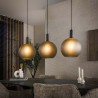 Suspension moderne 3 lampes en verre sablé gris Frosty