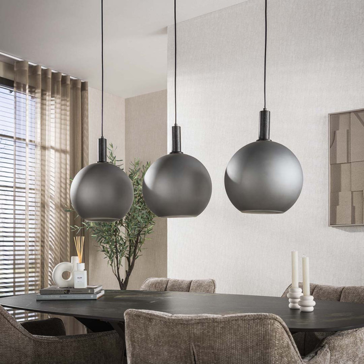 Suspension moderne 3 lampes en verre sablé gris Frosty
