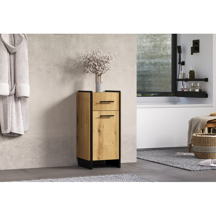Meuble bas de salle de bain contemporain chêne clair Saphira