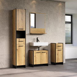 Ensemble de salle de bain 4 éléments chêne clair Saphira