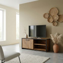 Meuble TV style industriel 126 cm ch&ecirc;ne/noir Esterelle