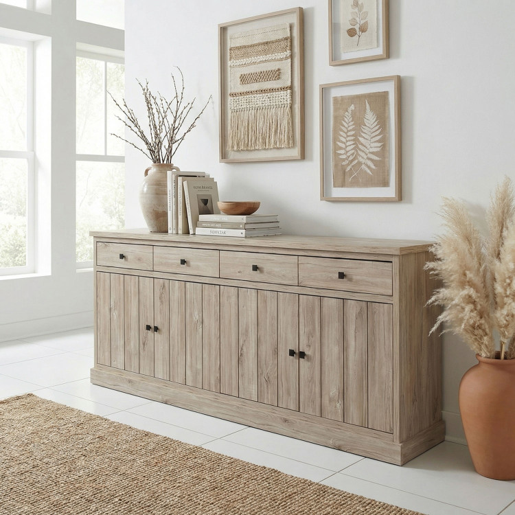 Buffet/bahut contemporain 230 cm chêne clair Tirol