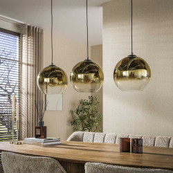 Suspension industrielle 3 lampes coloris or Pauline