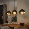 Suspension industrielle 3 lampes coloris or Pauline