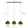 Suspension industrielle 3 lampes coloris or Pauline