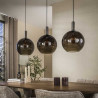 Suspension moderne 3 lampes en verre brun Féerie