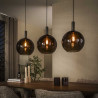 Suspension moderne 3 lampes en verre brun Féerie