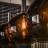 Suspension moderne 3 lampes en verre brun Féerie