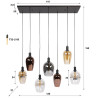Suspension moderne 7 lampes en verre tricolore Amphore