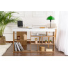 Bureau d'angle informatique contemporain blanc/pin atlantic Elly