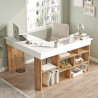Bureau d'angle informatique moderne blanc/pin atlantic Studine