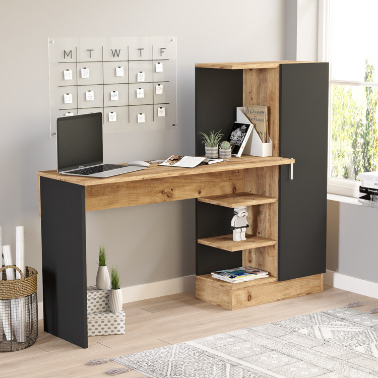 Bureau informatique moderne noir/pin atlantic Studine