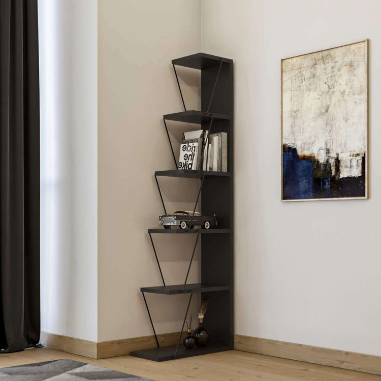 Etagère industrielle métal et bois anthracite Atos