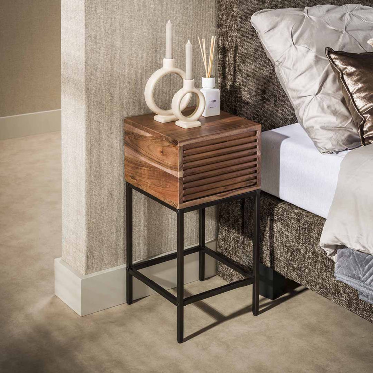 Chevet industriel en bois d'acacia massif Louane