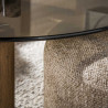 Table basse moderne en verre fumé brun avec pouf Tina