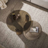 Table basse moderne en verre fumé brun avec pouf Tina