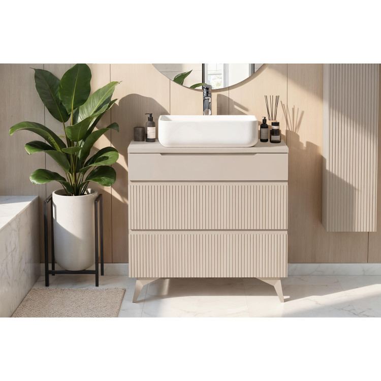 Meuble sous vasque moderne 80 cm coloris cachemire Erio