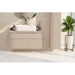 Meuble sous vasque suspendu moderne 80 cm coloris cachemire Erio