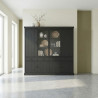 Vaisselier/argentier contemporain 240 cm chêne noir Valeria