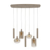 Suspension moderne 7 lampes en verre ambre Cervaine