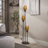 Lampadaire moderne métal et verre transparent 3 lampes Cocoon