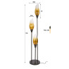 Lampadaire moderne métal et verre transparent 3 lampes Cocoon