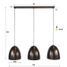 Suspension moderne 3 lampes en métal urban brun Cosmic