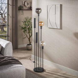 Lampadaire moderne 5 lampes en verre tricolore Feerie