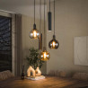 Suspension moderne 5 lampes en verre tricolore Feerie