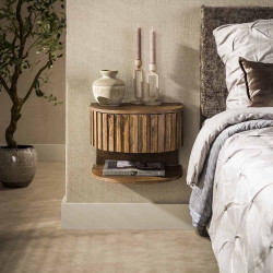 Chevet suspendu style nature en manguier massif H 30 cm Richie