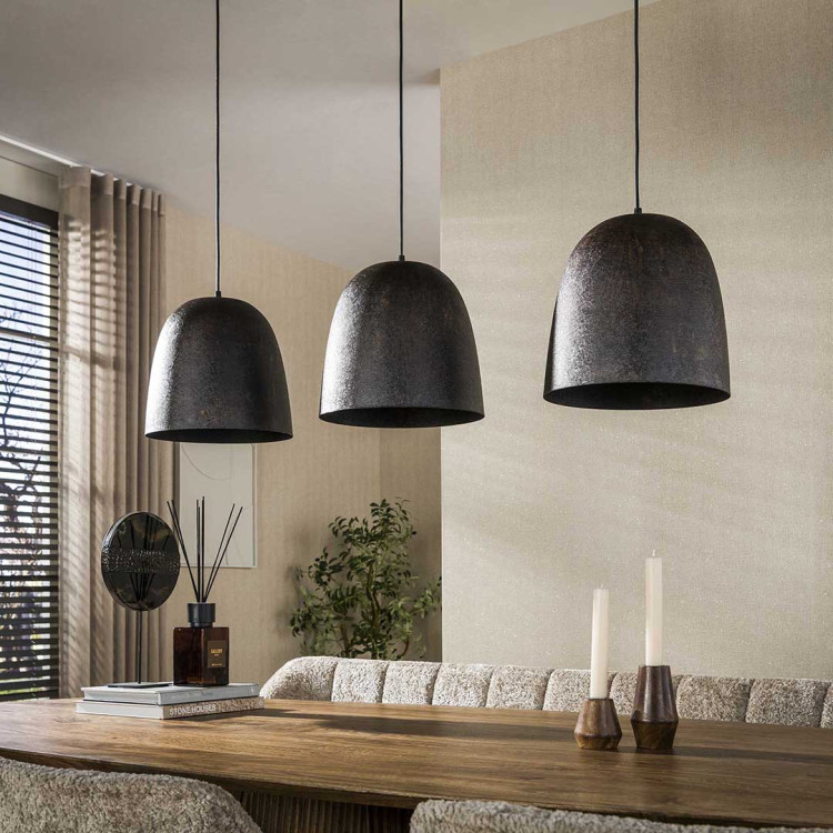 Suspension industrielle 3 lampes en métal brun Nostra