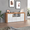 Buffet/bahut contemporain 200 cm blanc brillant/chêne wotan Neros