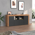 Buffet/bahut contemporain 200 cm anthracite mat/ch&ecirc;ne wotan Neros