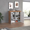 Buffet haut contemporain blanc brillant/chêne wotan Neros